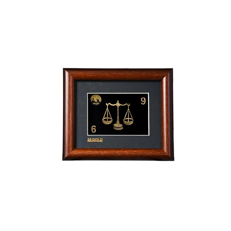 تابلو طلا نماد ماه تولد مهر با ورق روکش طلای 24 عیار متوسط