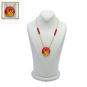آویز سنگ و زنجیر گل و قلب قرمز