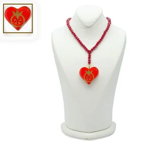 گردنبند طرح قلب انار قرمز