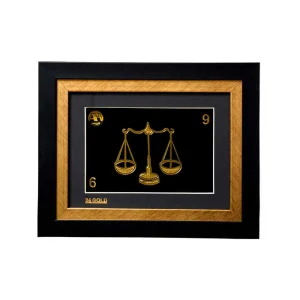 تابلو طلا نماد ماه تولد مهر با ورق روکش طلای 24 عیار بزرگ